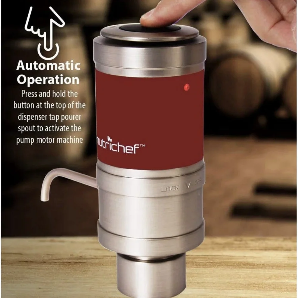 NutriChef Wine Dispenser Automatic Electric Wine Aerator Pourer Metal Dec. Spout